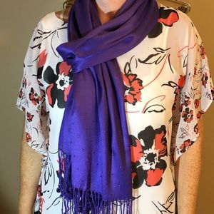 Purple charming Charlie’s silky scarf.